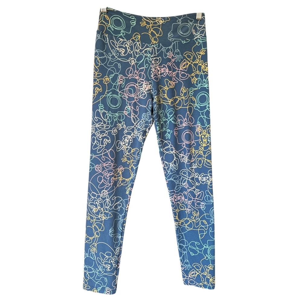 LuLaRoe OS Leggings Disney Minnie Mouse Blue Grafitti Scribble